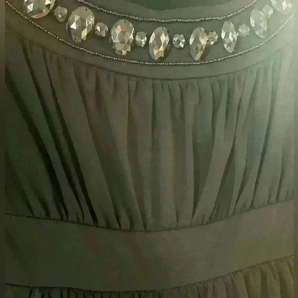 EUC AB Studio Black Blouse With Jeweled Neckline Women’s Large - Picture 3 of 10